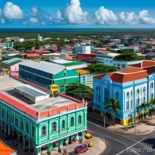 가이아나 석유 산업 - **Prompt:** "A vibrant, panoramic view of Georgetown, Guyana, showcasing its rapid transformation. I...
