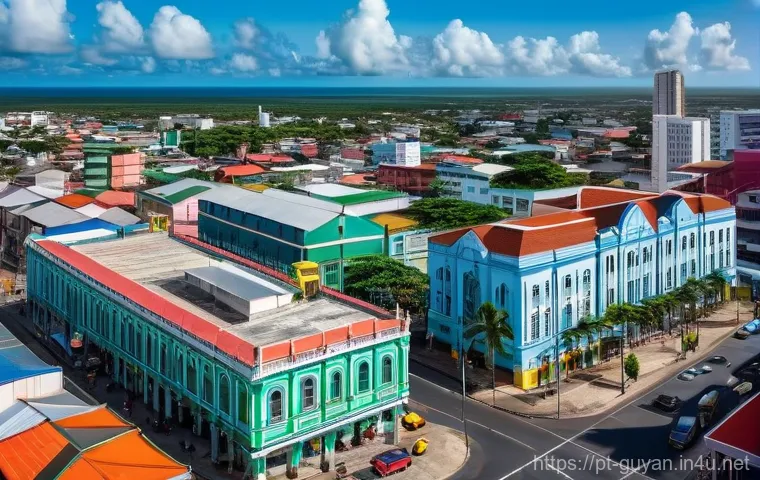 가이아나 석유 산업 - **Prompt:** "A vibrant, panoramic view of Georgetown, Guyana, showcasing its rapid transformation. I...