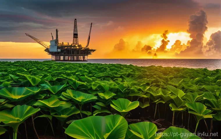 가이아나 석유 산업 - **Prompt:** "A vibrant, panoramic view of Georgetown, Guyana, showcasing its rapid transformation. I...